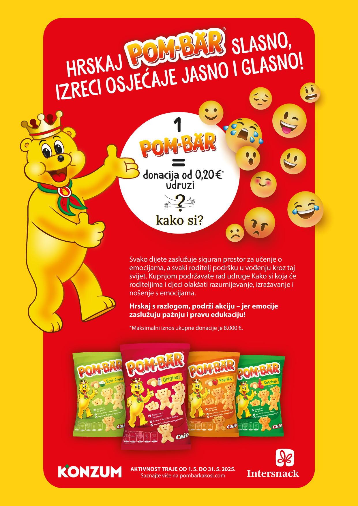 Kampanja za izradu POM-BÄR priručnika o emocijama u suradnji tvrtke Intersnack Adria i udruge kako si